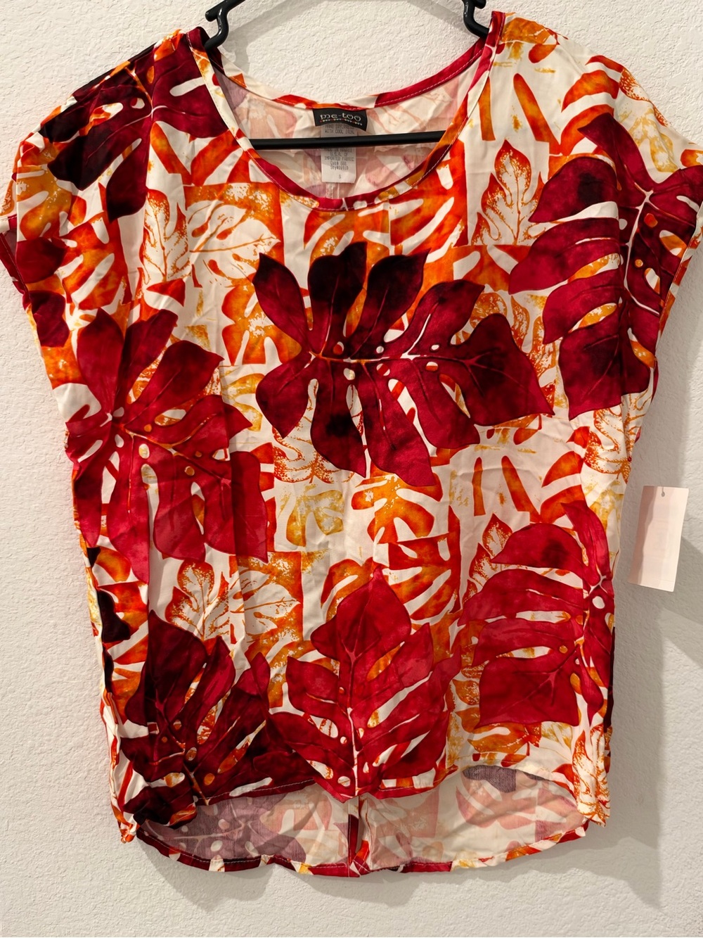 me too Red & Orange Tropical Leaf Short Sleeve Tee